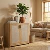 VASAGLE Küchenschrank im Boho-Stil, Türen Rattan-Optik, Sideboard, verstellbare Ablage, Wohnzimmer, braun Bild 3