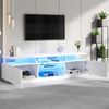 Merax 160cm Fernsehschrank,TV-Ständer mit 2 Schränken, Wohnzimmerschrank, Hochglanz-TV-Schrank mit LED-Lichtleiste, mit 8 Ablageflächen, 70-Zoll-Fernseher, Weiß Bild 3