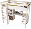 Kindereinzelbett 90×200 cm aus MDF und Spanplatte mit Schreibtisch und USB-Typ-C-Anschluss, weiß Bild 5
