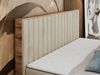Boxspringbett mit dekorativem Kopfteil und zwei Bettkästen, Eiche Holzrahmen - ALBERO 4 - 180x200 cm - Beige Velours - H3 Bild 4