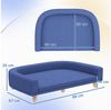 PawHut Tierbett mit Holzbeine, Sitzkissen, Polyester, für große Hunde, 98 x 67 x 25 cm Blau Bild 3