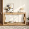 Wellenrand Konsolentisch, 2-stöckiges Regal, Holzoptik Langtisch, Wohnzimmer Deko-Tisch, Flur Regal, Naturkante Desig,Beistelltisch Bild 3