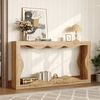 Wellenrand Konsolentisch, 2-stöckiges Regal, Holzoptik Langtisch, Wohnzimmer Deko-Tisch, Flur Regal, Naturkante Desig,Beistelltisch Bild 2
