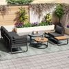 Merax Gartenmöbel-Set (4-5 Sitzplätze), 2 stapelbare Couchtische, verzinkter Eisenrahmen, Sitzpolster und Kissen inklusive, mit verstellbaren Beinen, grau Bild 3