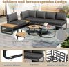 Merax Gartenmöbel-Set (4-5 Sitzplätze), 2 stapelbare Couchtische, verzinkter Eisenrahmen, Sitzpolster und Kissen inklusive, mit verstellbaren Beinen, grau Bild 5