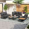 Merax Gartenmöbel-Set (4-5 Sitzplätze), 2 stapelbare Couchtische, verzinkter Eisenrahmen, Sitzpolster und Kissen inklusive, mit verstellbaren Beinen, grau Bild 2