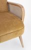 Sessel Dalida aus Stoff, skandinavischer Stil mit Rattan-Armlehnen, Senfgelb, bequem gepolstert Bild 5