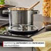 Meisterkoch Topfset Induktion Edelstahl Kochtopfset 3-teilig, Silikonring mit Sieb im Glasdeckel, Hitzeisolierende Griffe, Innenskala, spülmaschinengeeignet, für alle Herdarten Bild 3