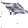 vidaXL Einziehbare Markise Handbetrieben 150 cm Blau/Weiß Gestreift 43219 Bild 2
