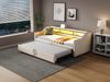 Schlafsofa Leinenstoff mit Ausziehbett, USB-Anschluss & LED, 90/180x200 cm, Beige, ohne Matratze Bild 3