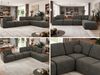 Wohnlandschaft modular NOARA 6M L, Eckcouch mit Wellenfederung, freistehendes Ecksofa, Modernes Design - Dunkelgrau Velvet - Rechts Bild 2