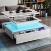 oyajia Couchtisch Hochglanz Wohnzimmertisch Mit LED Beleuchtung, Höhenverstellbarer (Bluetooth-Fernbedienung. App-Steuerung, offenen Fächern,stabil, pflegeleicht, Hochglanz-Design, 85 x 55 x 42-59.5cm Beistelltisch), mit 2 Schubladen und Stauraum Bild 2