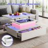 oyajia Couchtisch Hochglanz Wohnzimmertisch Mit LED Beleuchtung, Höhenverstellbarer (Bluetooth-Fernbedienung. App-Steuerung, offenen Fächern,stabil, pflegeleicht, Hochglanz-Design, 85 x 55 x 42-59.5cm Beistelltisch), mit 2 Schubladen und Stauraum Bild 4