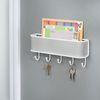 mDesign Briefablage Schlüsselbrett Organizer 5 Haken Wandmontage Grau Weiß Bild 3