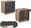 Küchenunterschrank Fame-Line Anthrazit-Gold 80 cm ohne Arbeitsplatte Vicco Bild 5