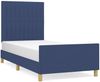 Einzelbett, Polsterbett mit Kopfteil Stoff Blau 90x200 cm Bild 2