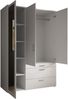 Kleiderschrank >Vesala< in Weiß mit Spiegel, Melamin - 135x195x56cm (BxHxT) Bild 2