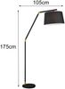 Bogenleuchte TRACY Metall Schwarz Gold mit Stoffschirm Schwarz, Höhe 175cm Bild 4