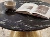 Couchtisch Metall mit schwarzer Marmor Tischplatte 60cm Rund - Moderner Wohnzimmertisch Aluminium Gold - Design Sofatisch Alu - Loungetisch Rillenoptik - Edler Beistelltisch Handmade Bild 5