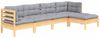 vidaXL 5-tlg. Garten-Lounge-Set mit Grauen Kissen Kiefernholz 3096357 Bild 3