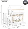 Merax 90x200cm Etagenbett, Kinderbett, Hausform, Seitlicher Stauraumschrank mit Leiter, 2 Schubladen, Dekorative Holzfenster und Zierleisten, Kiefer+MDF, Weiß+Natur Bild 4