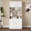 Sideboard,Stilvoller weißer Esszimmer Sideboard mit 2 Schubladen und 4 Türen Elegantes Buffet für Küche Esszimmer & Wohnzimmer mit Silber Griffen und großzügigem Stauraum,weiß, Bild 2