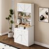 Sideboard,Stilvoller weißer Esszimmer Sideboard mit 2 Schubladen und 4 Türen Elegantes Buffet für Küche Esszimmer & Wohnzimmer mit Silber Griffen und großzügigem Stauraum,weiß, Bild 5