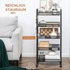 HOMCOM Servierwagen 5-stöckiger, platzsparender Küchenwagen mit Netzkörben, (für Wohnzimmer und Schlafzimmer, 1 St, Aufbewahrungswagen aus Stahl), 45 x 26,5 x 106 cm, Schwarz Bild 3