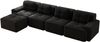 Modulares Sofa aus Cord, rahmenlos mit Tiefsitz & Chaiselongue, 382x177x69 cm, Schwarz Bild 4