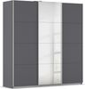 rauch Kleiderschrank, Schwebetürenschrank KULMBACH, 3-türig, 1 Spiegeltüre, inkl. Türdämpfer und weiterem Zubehör, Grau metallic, 203 x 211 x 62 cm Bild 3