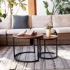Runder Couchtisch Set Holz Metallgestell Braun Schwarz Bild 4