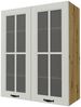 Küchenhängeschrank Prato 80x32,5x72cm Glaseinsatz matt lackiert Farbe: RAL 9016 verkehrsweiß / eiche artisan (PR-W3S/80) Bild 5