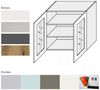 Küchenhängeschrank Prato 80x32,5x72cm Glaseinsatz matt lackiert Farbe: RAL 9016 verkehrsweiß / eiche artisan (PR-W3S/80) Bild 2