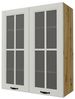 Küchenhängeschrank Prato 80x32,5x72cm Glaseinsatz matt lackiert Farbe: RAL 9016 verkehrsweiß / eiche artisan (PR-W3S/80) Bild 4