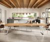 Esstisch Edge 300x100cm XL Akazie Natur Edelstahl Silber schräg Live-Edge Bild 2