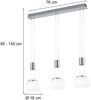 LED Pendelleuchte MADISON 3-flammig Silber mit Milchglas, Breite 82cm Bild 4