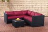 CLP Polyrattan Ecksofa-Garnitur Genero 5mm,schwarz rubinrot Bild 3