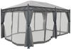 Pergola Cadiz, Pavillon, stabiles 7cm-Gestell 5x3m ~ grau mit Seitenwand + Moskitonetz Bild 3