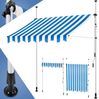 KESSER® Klemmmarkise mit Handkurbel Balkon, Balkonmarkise ohne Bohren, UV-beständig höhenverstellbar wasserabweisend , Sonnenschutz, Terrassenüberdachung , einfache Montage 150cm, Blau-Weiß Bild 4