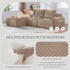 Modulares 3-Sitzer Cordsofa m. Hocker, Getränkehalter, Tasche, Khaki Bild 5