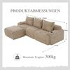 Modulares 3-Sitzer Cordsofa m. Hocker, Getränkehalter, Tasche, Khaki Bild 4