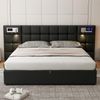 Polsterbett 180×200 cm aus Kunstleder mit USB-Anschluss und kabelloser Ladefunktion, schwarz Bild 3