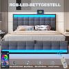 Flieks Polsterbett, LED Doppelbett Stauraumbett 2 USB-Anschluss 180x200cm Leinen Bild 4