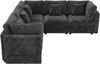 Merax L‑förmiges Ecksofa, 5‑Sitzer Modulsofa mit 3 Armlehnen‑Seitentaschen und 5 Kissen, Chenille‑ und Waffelstruktur‑Stoff, grau Bild 5