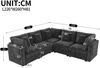Merax L‑förmiges Ecksofa, 5‑Sitzer Modulsofa mit 3 Armlehnen‑Seitentaschen und 5 Kissen, Chenille‑ und Waffelstruktur‑Stoff, grau Bild 4