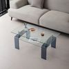Couchtisch H 45 x T 55 x B 100 cm, 2 Ebenen aus gehärtetem Glas mit grauem Glaselement Bild 2