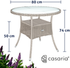 CASARIA® Polyrattan Balkontisch Beistelltisch Rund Ø 80cm Grau Beige Bild 3