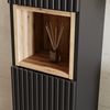 Badmöbel Set 3-teilig, 60cm Waschtisch, in schwarz mit Eiche, gerillte Front, NEWPORT-56-BLACK Bild 2