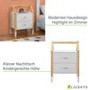 Juskys Kinder Nachttisch Enny mit 2 Schubladen - Nachtschrank klein, schmal & modern - Kommode aus Holz - Hausdesign - Nachtkästchen Weiß Natur Bild 4