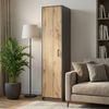 Home Collective Garderobenschrank Kleiderschrank mit 1 Tür, 1 Kleiderstange und 2 Einlegeböden 40 cm breit Schrank schmal matte Oberfläche graphit Eiche Bild 3